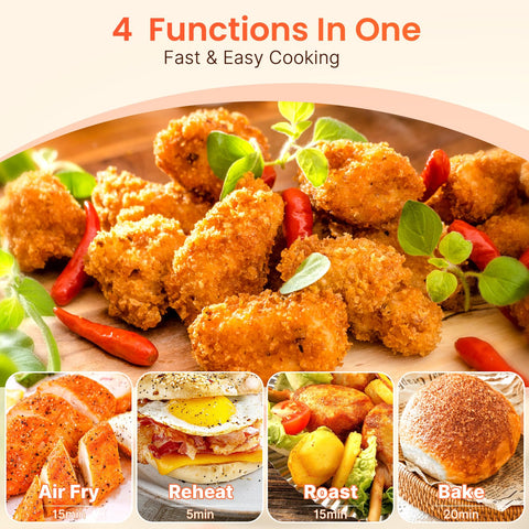 Topzee small air fryer nonstick basket for easy release and cleaning.