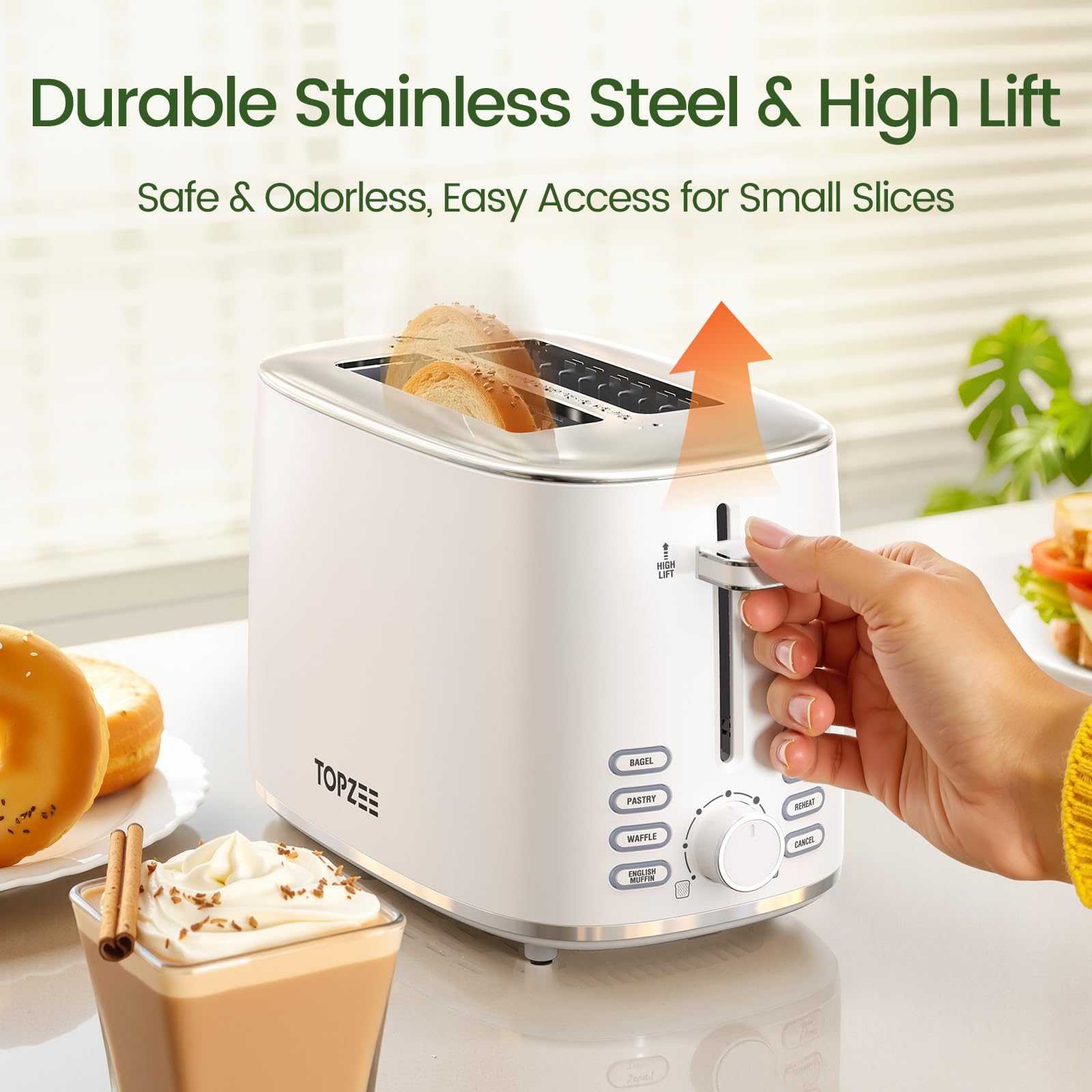 Topzee toaster defrost setting preps frozen bread for toasting
