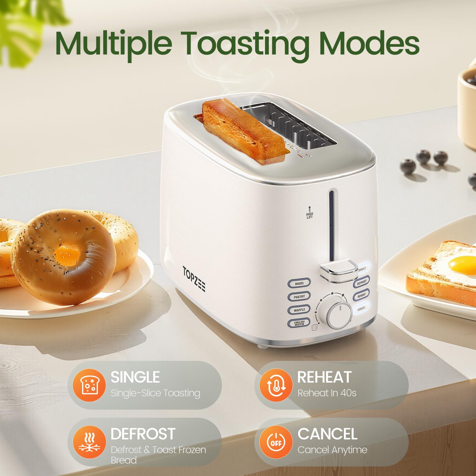 Topzee toaster wide slot perfect for waffles and thick slices