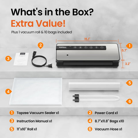 Topzee vacuum sealer external vac option for canister sealing