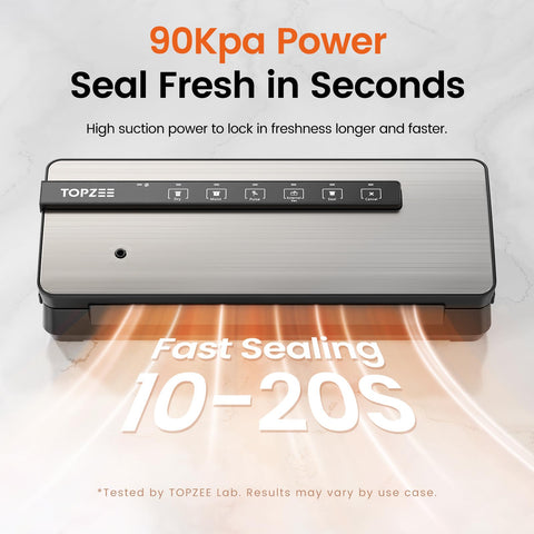 Topzee vacuum sealer pulse control demonstrates gentle handling of delicate items