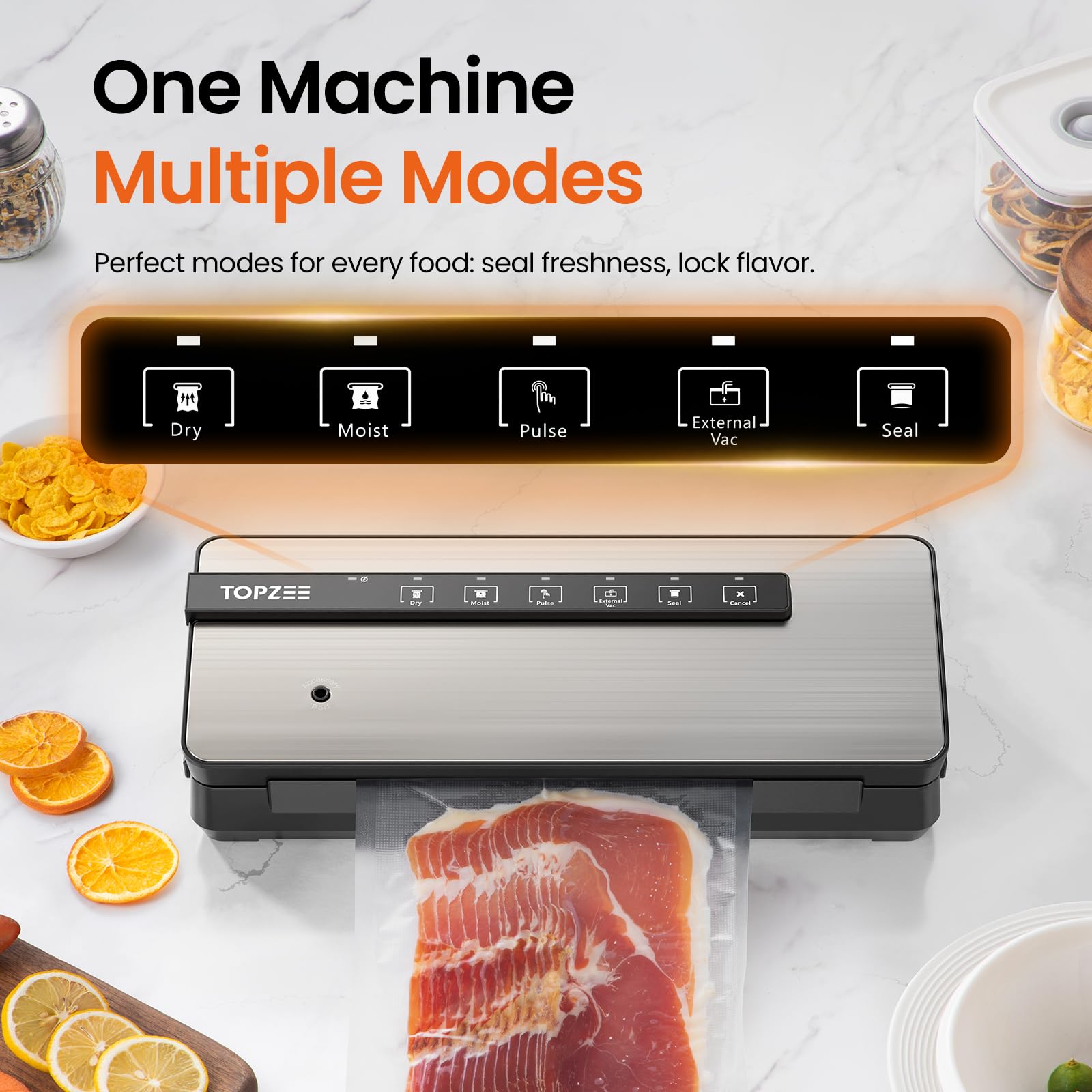 Topzee vacuum sealer roll storage and built-in cutter convenience