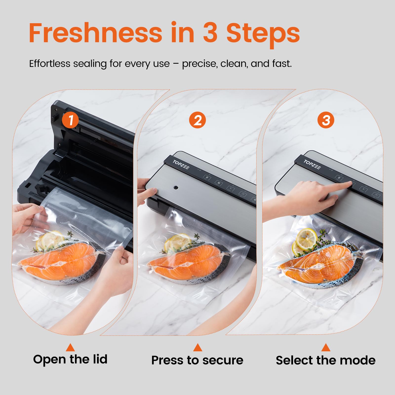 Topzee vacuum sealer stainless steel cover for durability