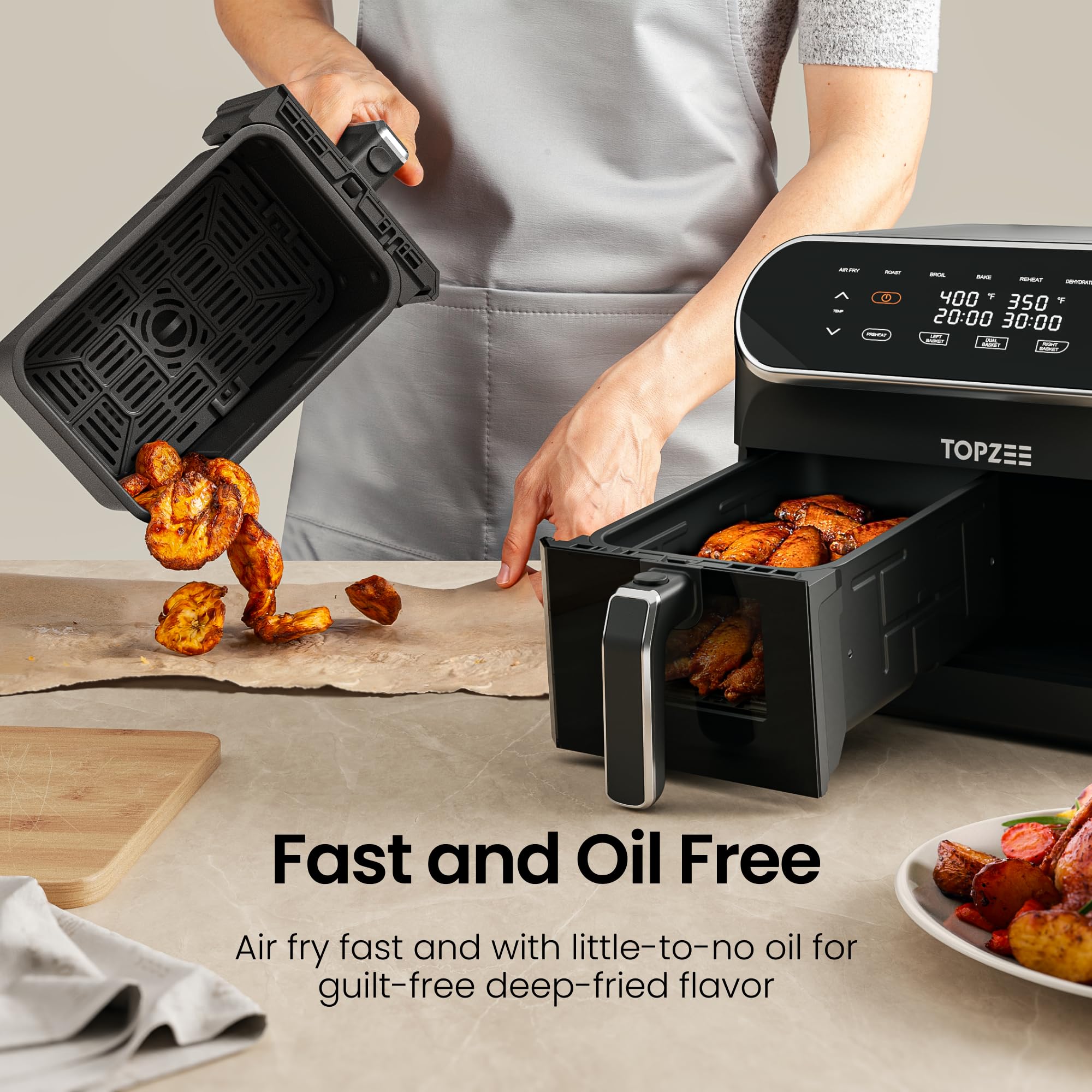 Topzee wide 90 to 400 degrees Fahrenheit range for flexible cooking.