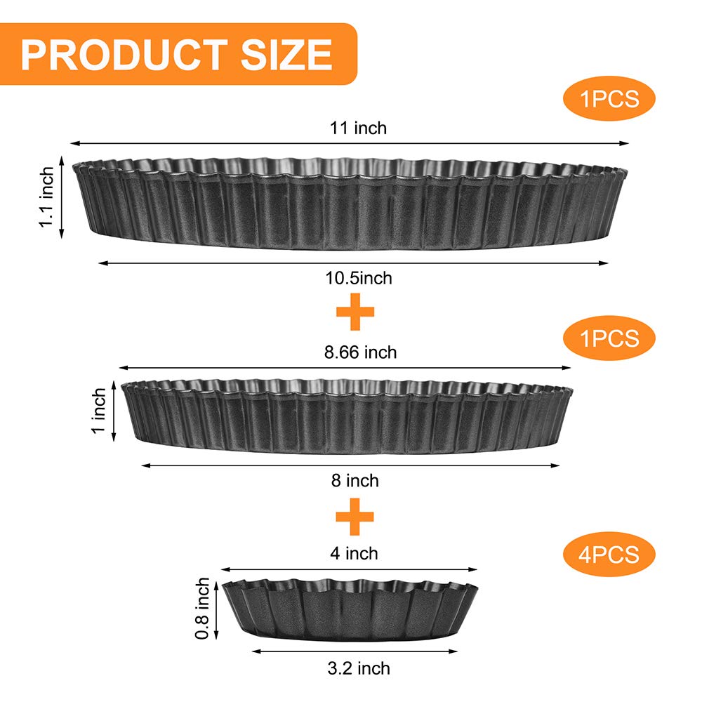 TORASO 9 inch tart pan with removable bottom ideal for pies and quiche.