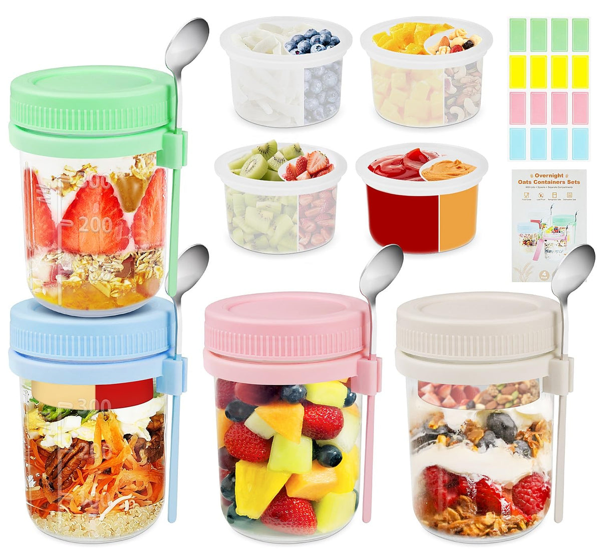 Torchero four-pack glass jars with airtight lids for fresh meals on the go