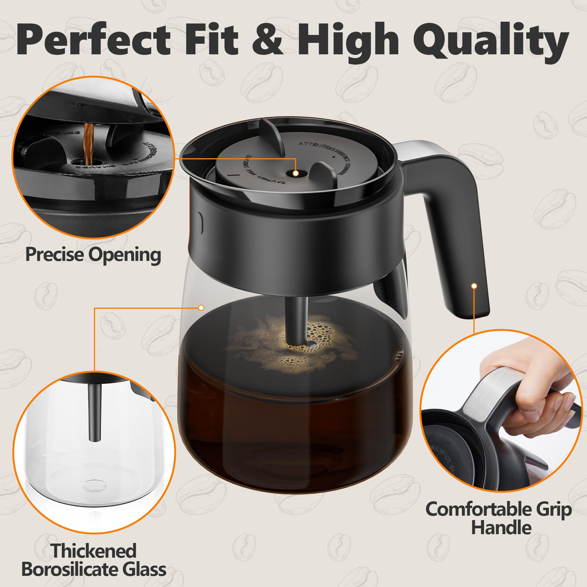 TORETAS no-drip spout design ensures tidy counter-top coffee sharing