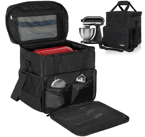 TORIBIO mixer bag with closed zipper showing secure storage for accessories