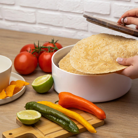 Tortillada heat-retaining ceramic preserves bread and tortillas warmth longer