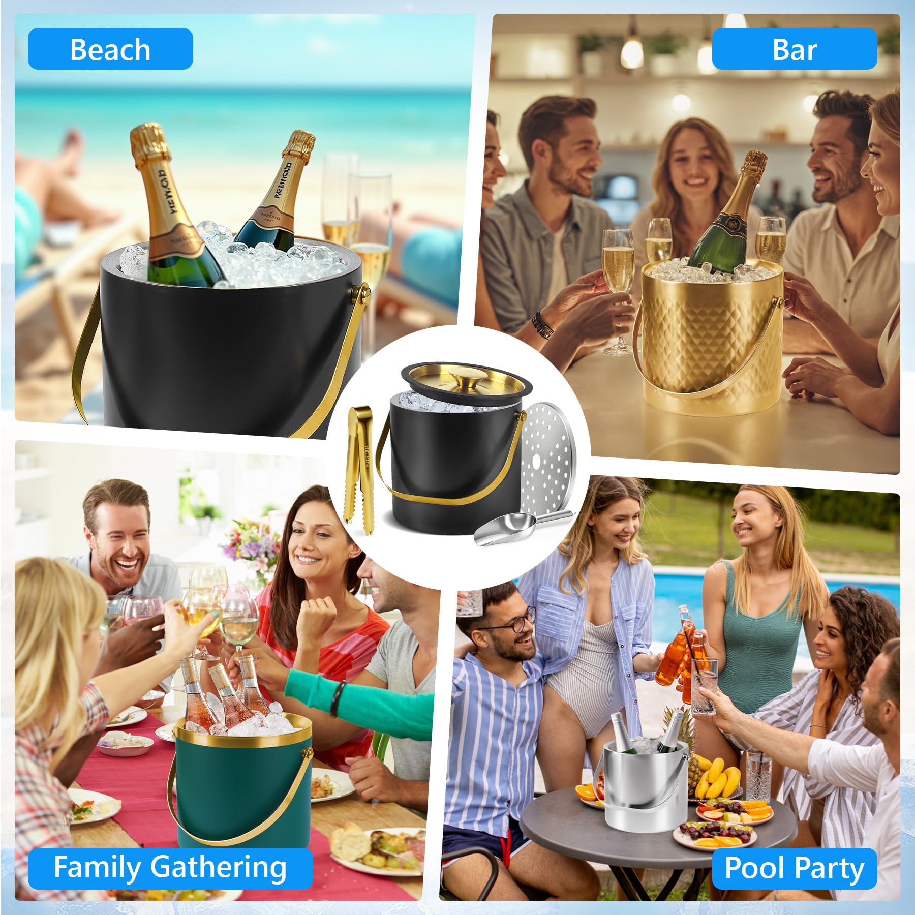 TOSELBAI ice bucket in black 4L ready for gatherings