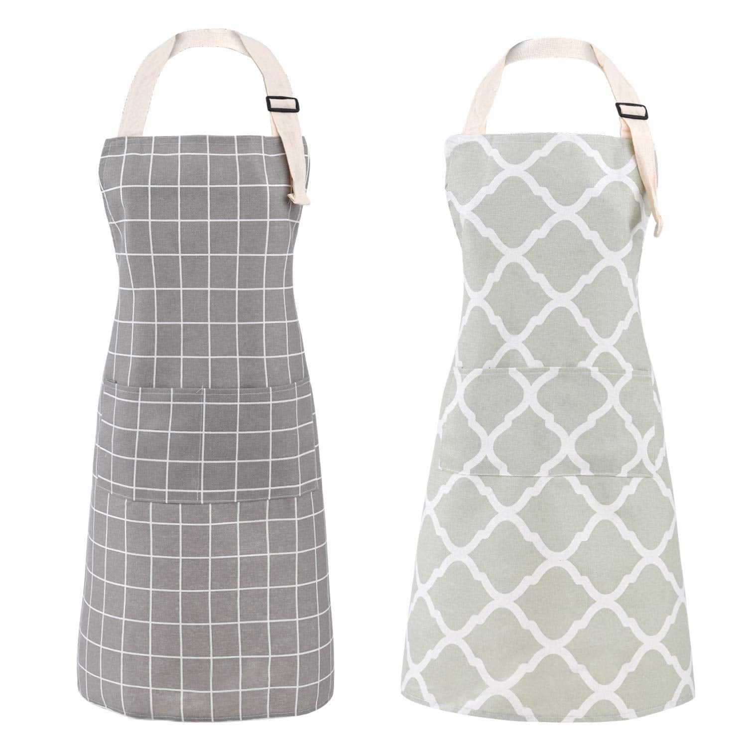 Tosewever apron two-piece cotton linen with pockets and soft fabric for daily cooking