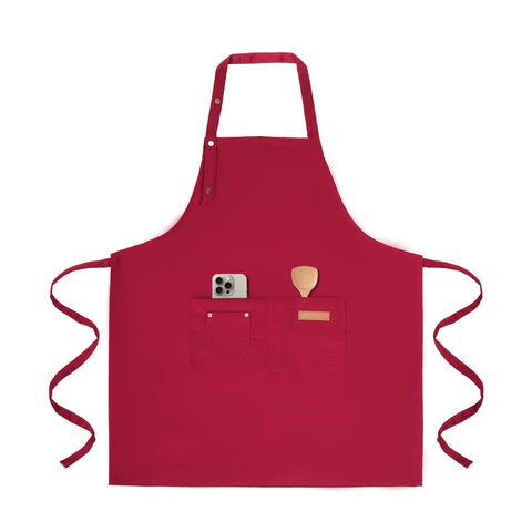 Tosewever art apron red front view with adjustable neck strap
