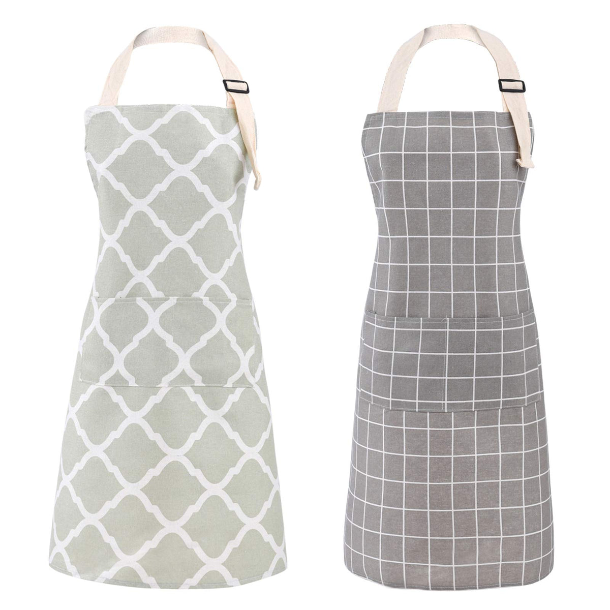 Tosewever bib apron grey-green with adjustable neck for a comfortable fit.