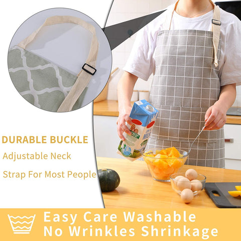 Full chest-to-knee coverage of the Tosewever bib apron protects clothing.