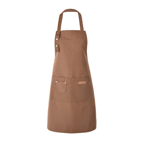TOSEWEVER kitchen apron brown with big center pockets for thermometer