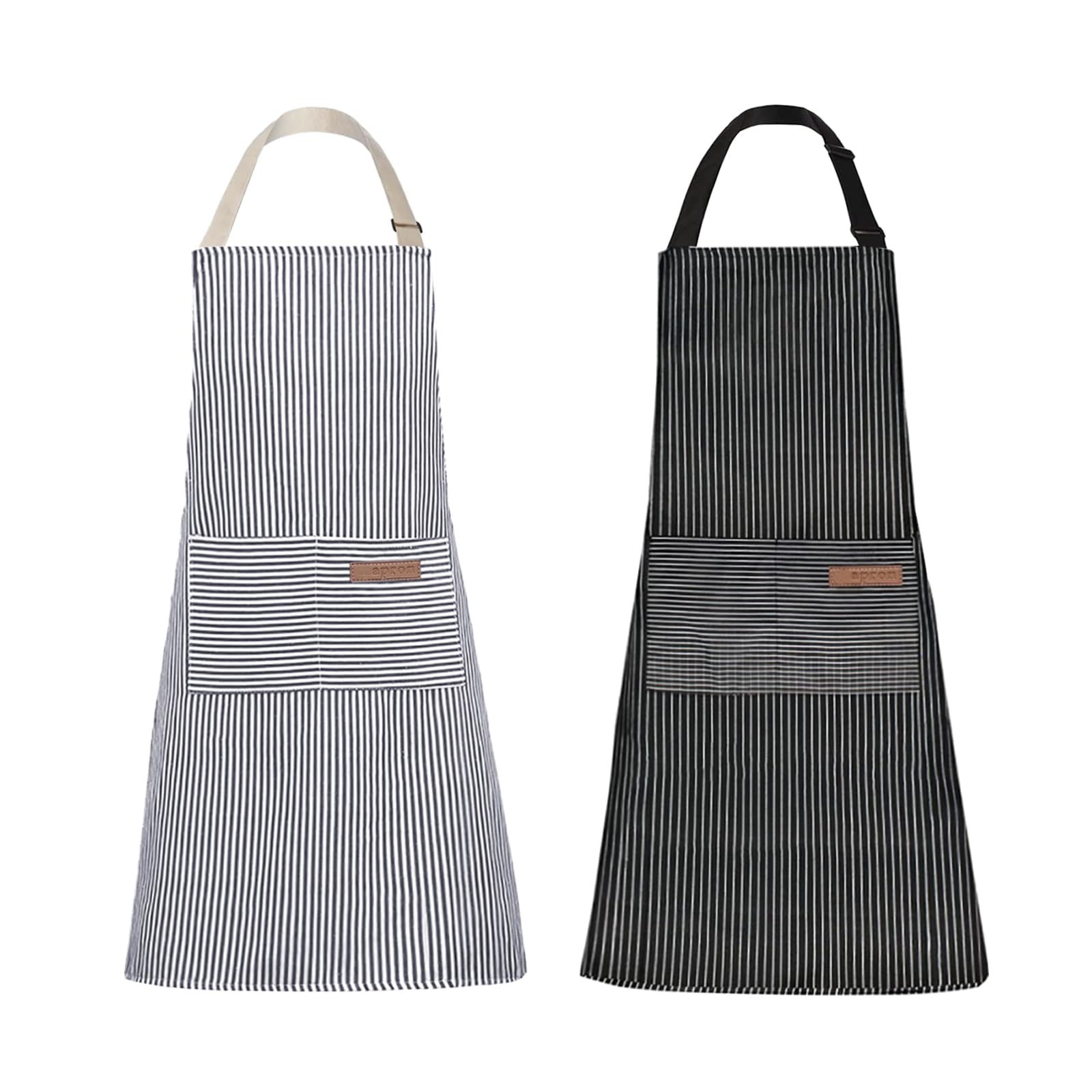 Tosewever two-pocket navy striped apron for convenient cooking storage