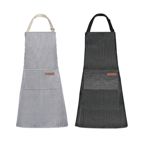 Tosewever two-pocket navy striped apron for convenient cooking storage