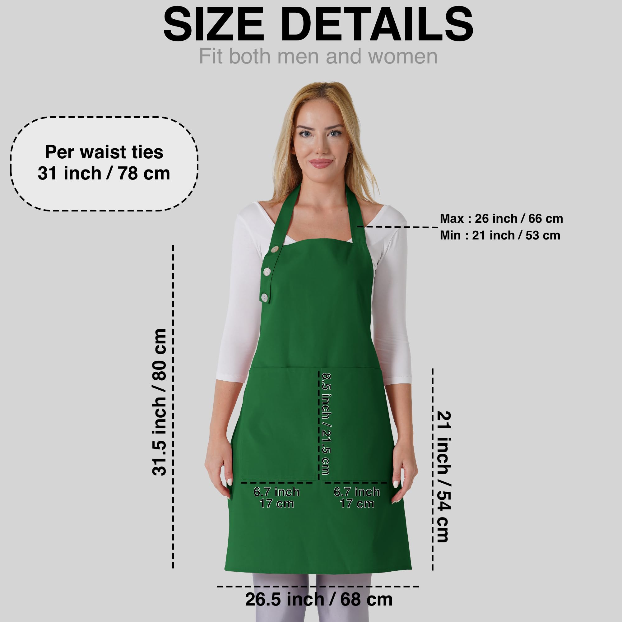 66% cotton 34% polyester fabric supports daily kitchen tasks