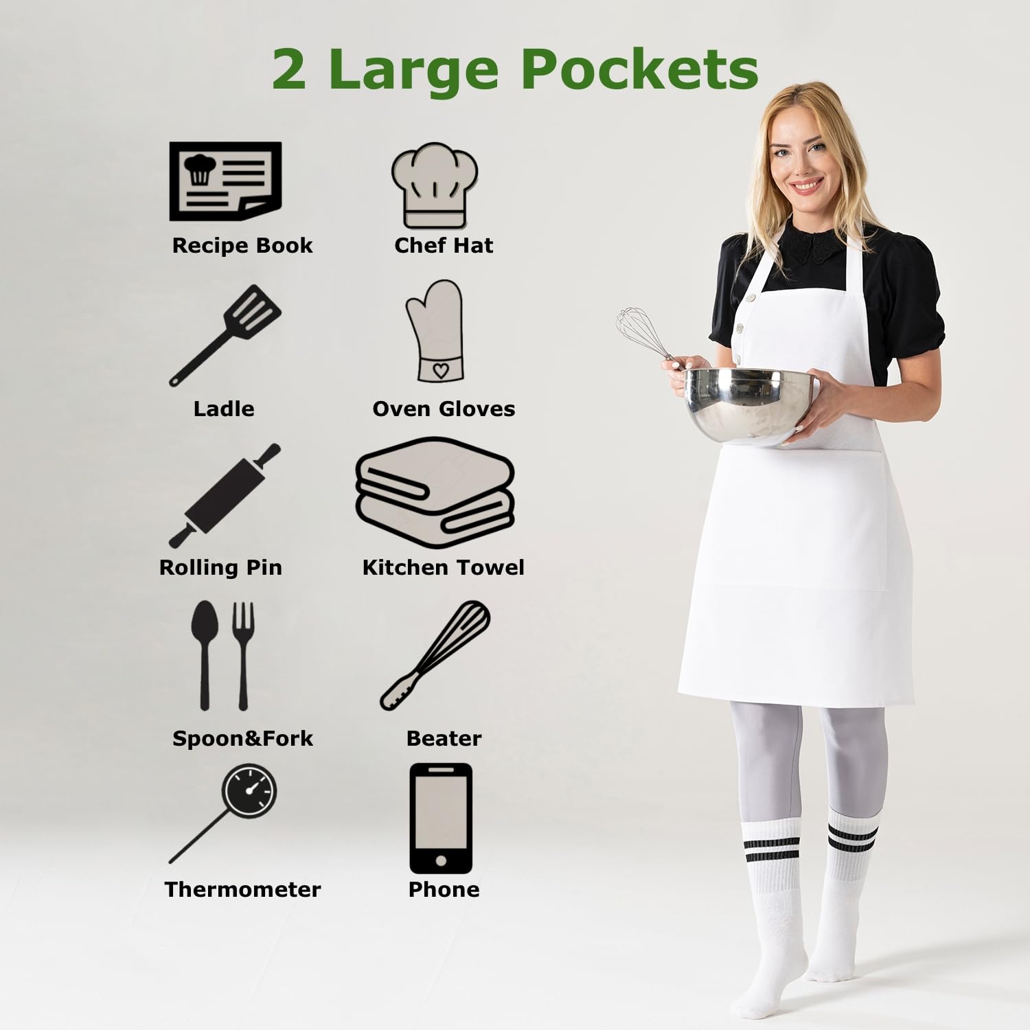 TOSHE apron adjustable neck strap for a comfortable fit.