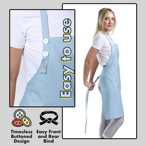 TOSHE durable machine washable apron for easy care.