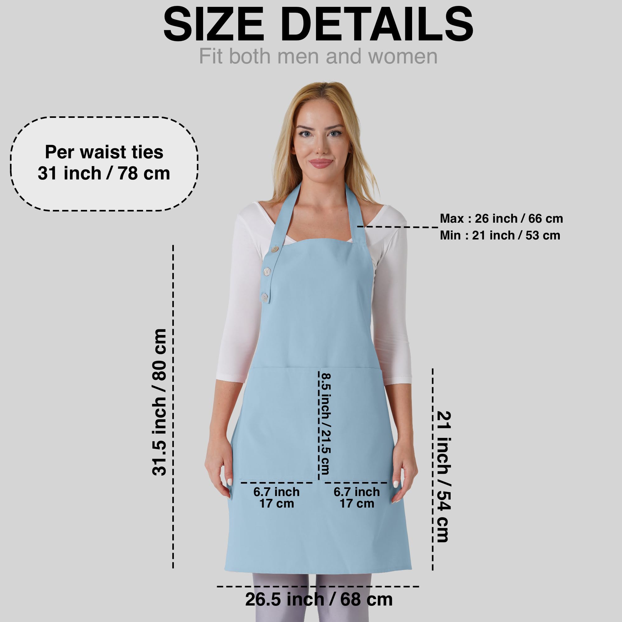 TOSHE Light Blue apron color option adds style to cooking.