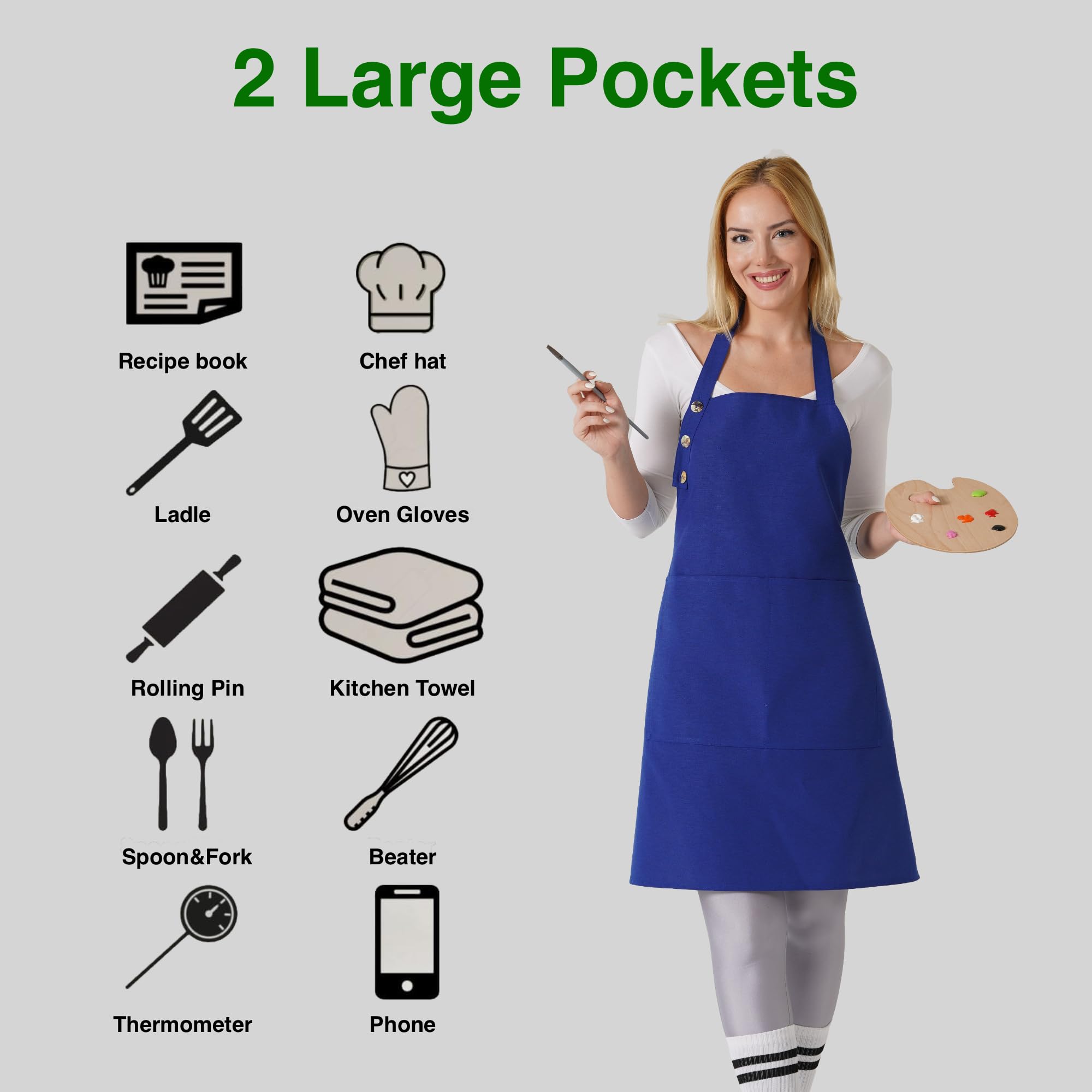 TOSHE apron with two large pockets for utensils.