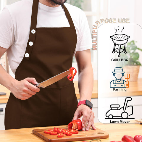 Adjustable neck strap on the TOSHE apron for a comfortable fit.
