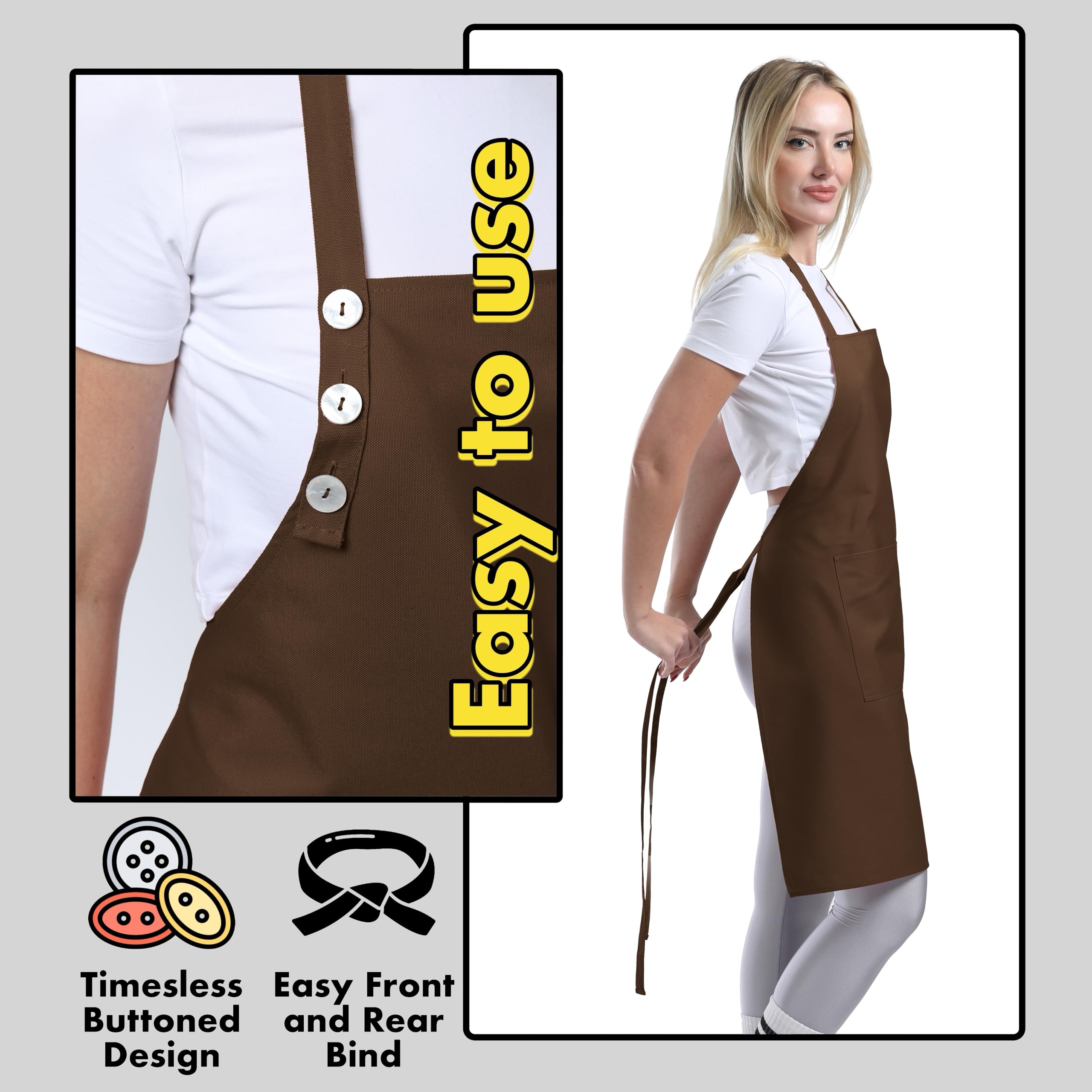 Brown color variant of the TOSHE apron fits any kitchen style.