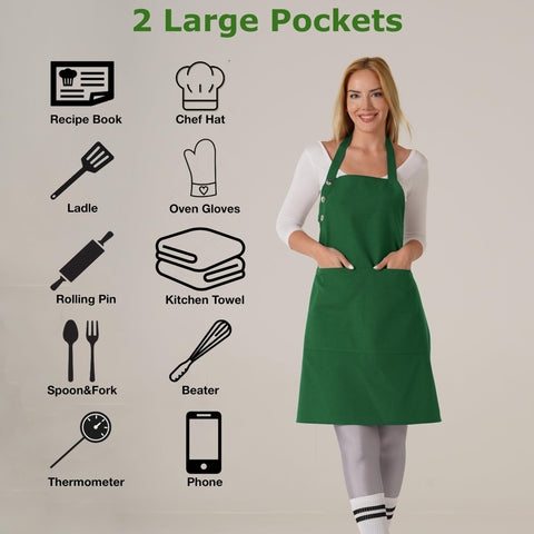 TOSHE kitchen apron features two large pockets for utensils and tools