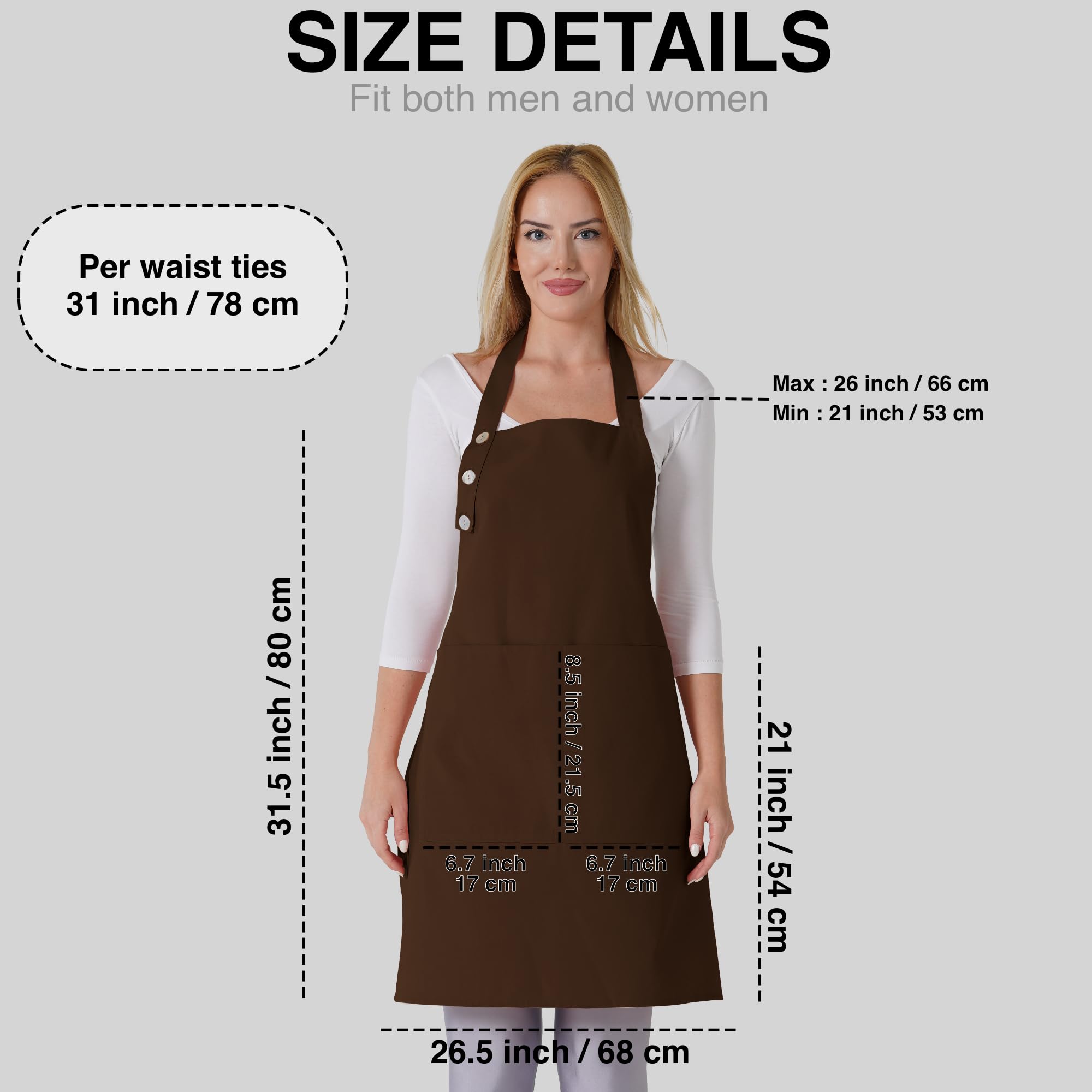 Stain resistant fabric helps keep your outfit clean while cooking.