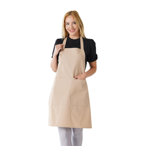 TOSHE waterdrop-resistant cotton apron in beige protects clothing while cooking