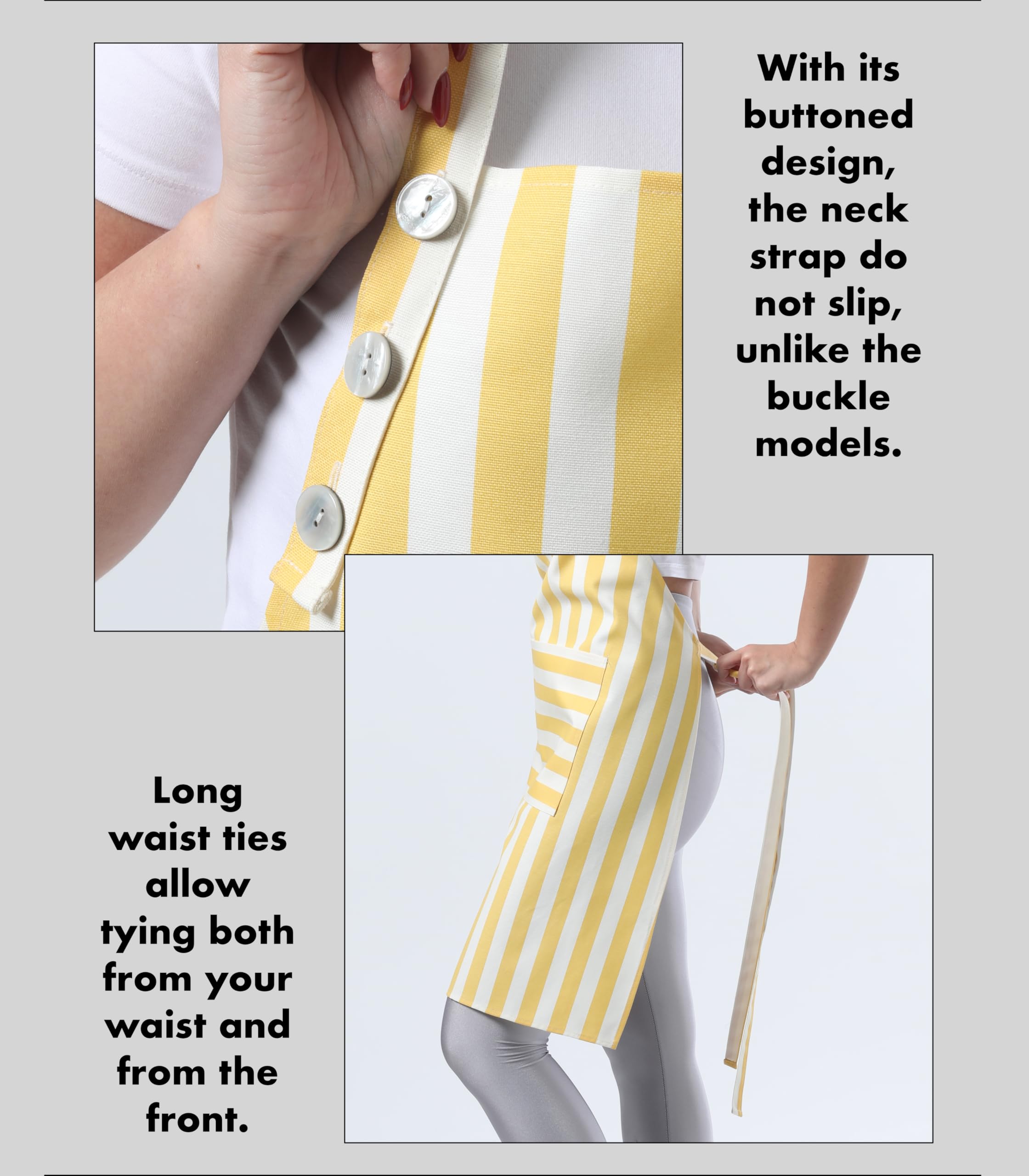 TOSHEX kitchen apron in yellow offers wide coverage against splashes.