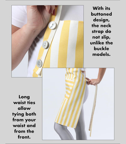 TOSHEX kitchen apron in yellow offers wide coverage against splashes.