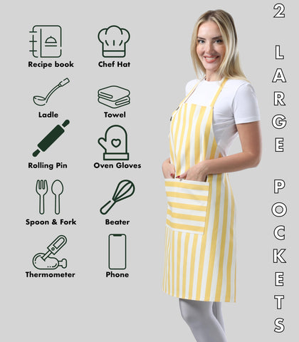 TOSHEX long waist ties yellow apron for secure, flexible sizing.
