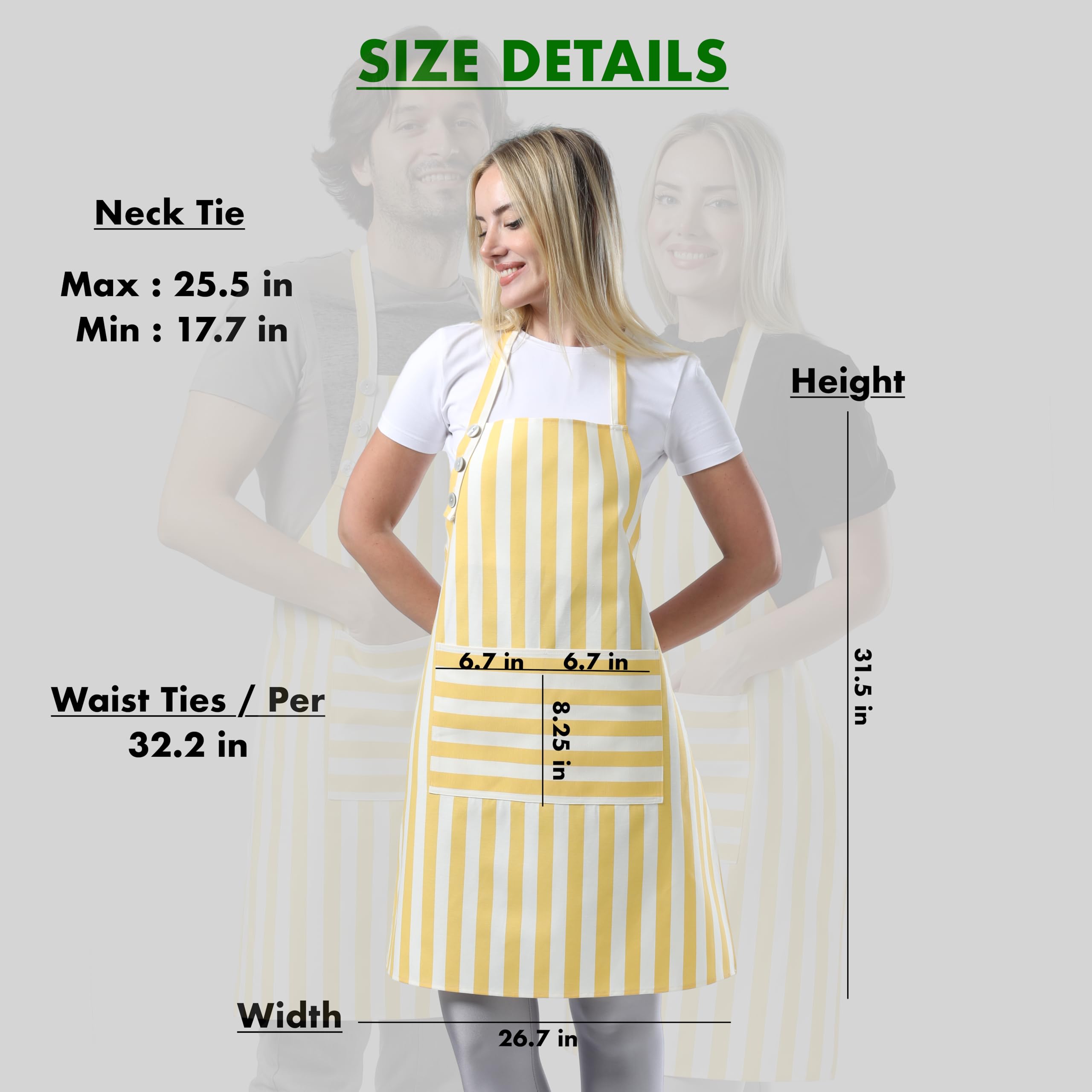 TOSHEX apron suitable for cooking, grilling, and painting tasks in yellow.