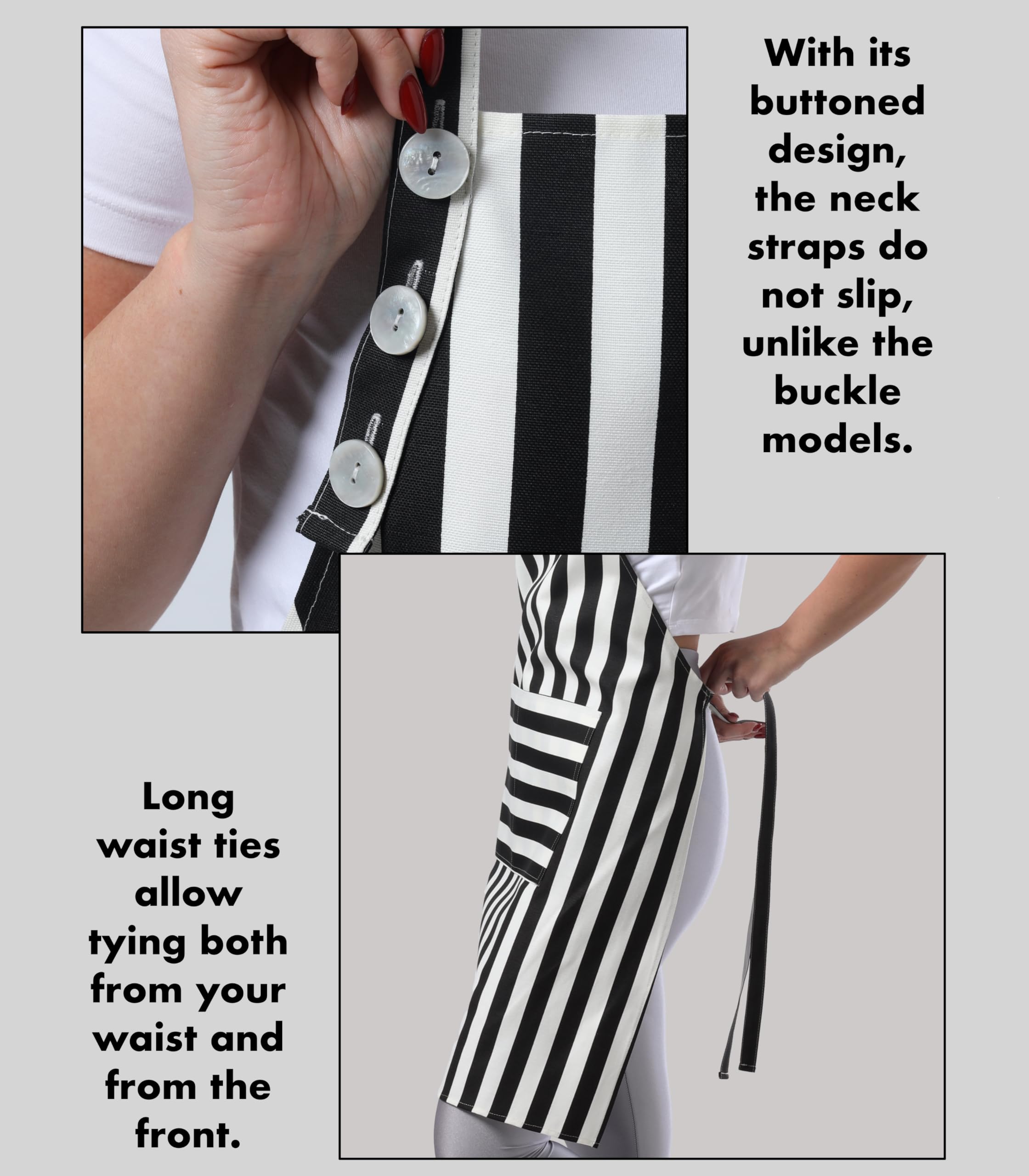 TOSHEX apron offers wide coverage against stains and splashes.