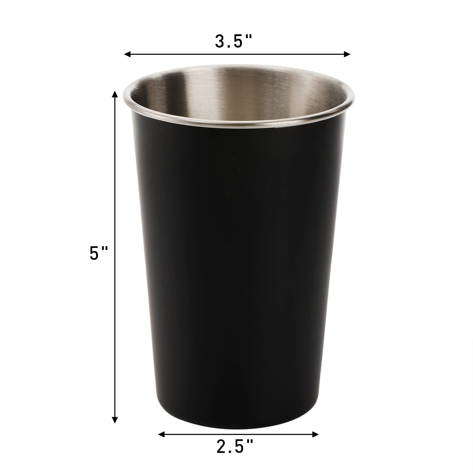Tosnail 16 oz black stainless steel cups, ideal for kids outdoors.