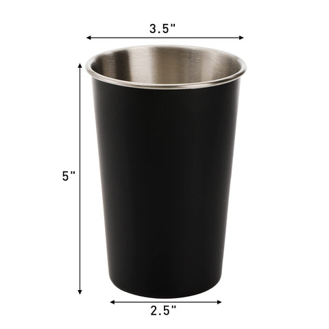 Tosnail 16 oz black stainless steel cups, ideal for kids outdoors.