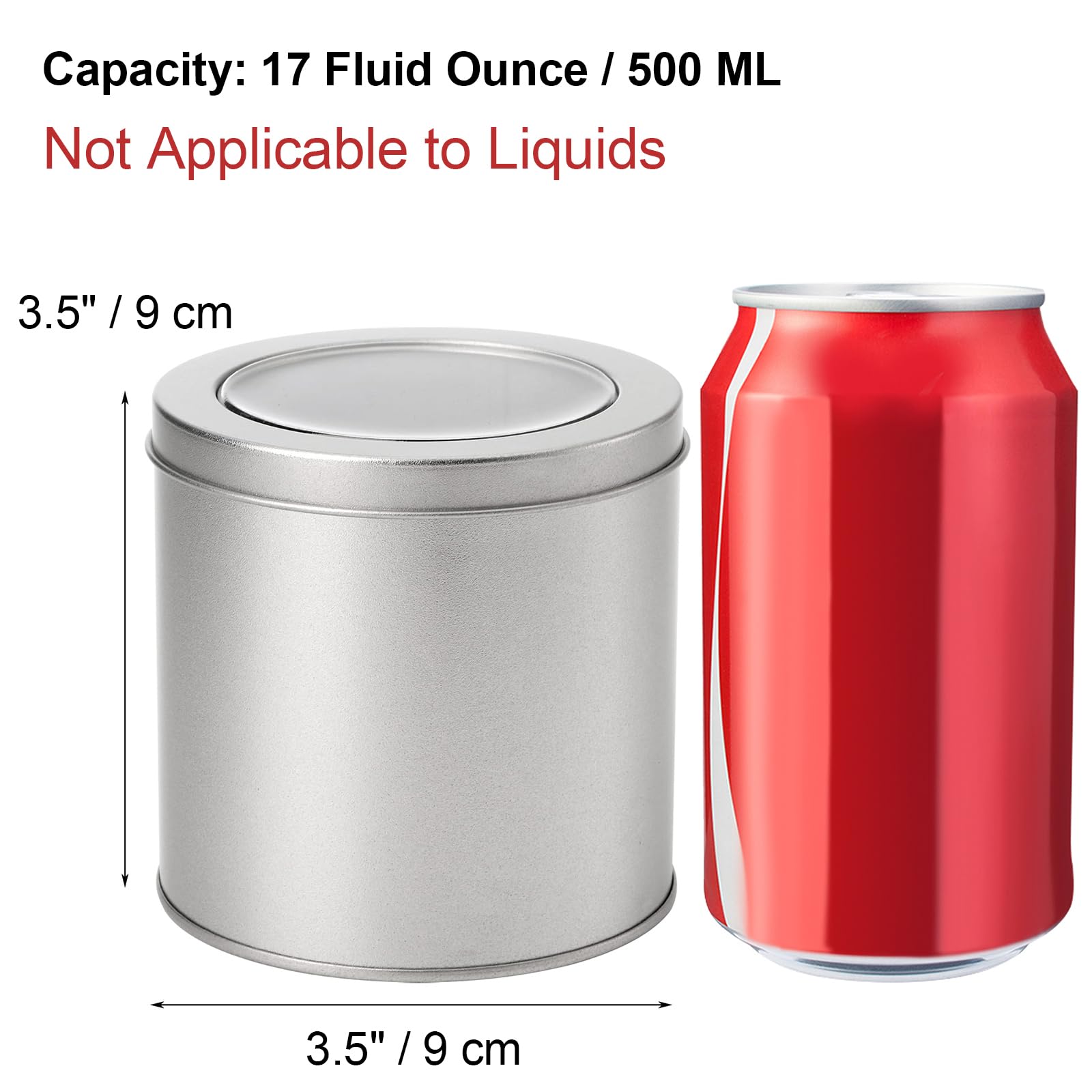 Tosnail 17oz tin canister shows contents through a clear window lid