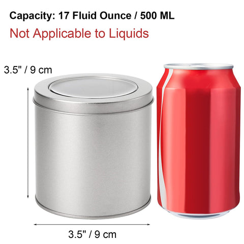 Tosnail 17oz tin canister shows contents through a clear window lid
