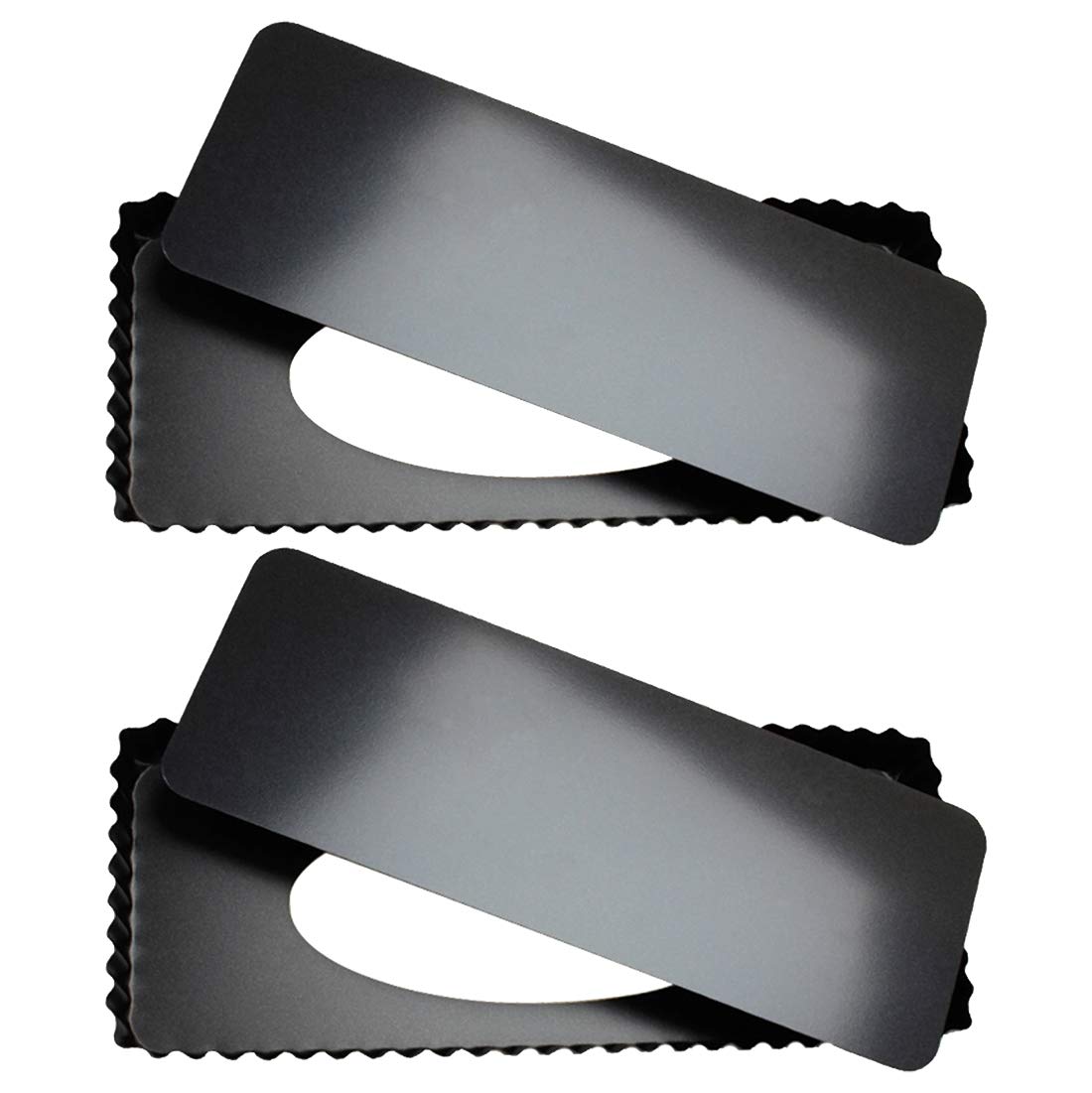 Tosnail 2-pack rectangular quiche pan with removable bottom for easy release.