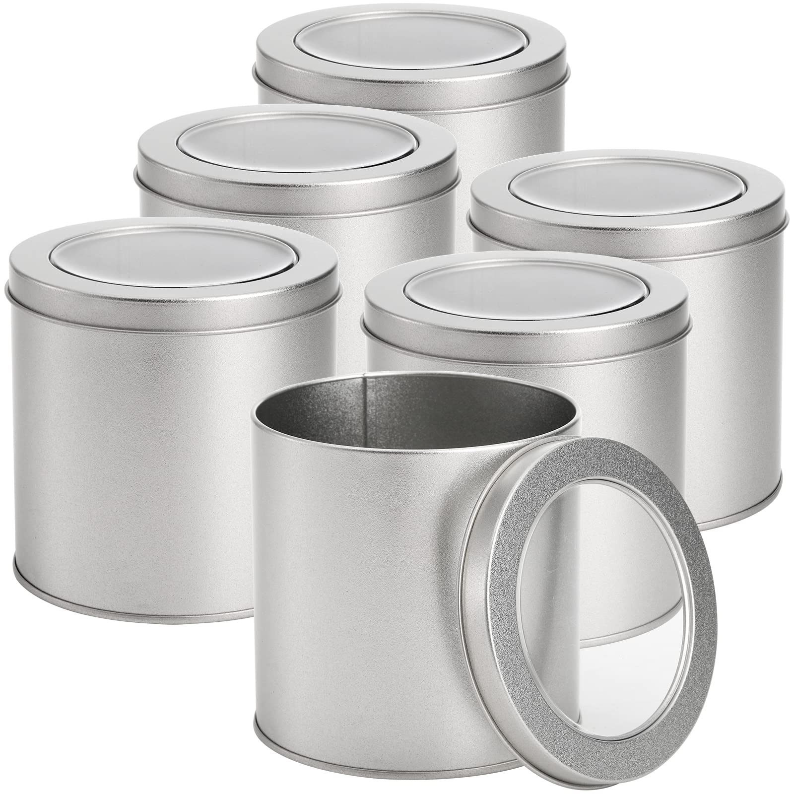 Tosnail 6-pack round tin with window lid for quick content viewing