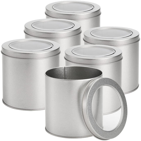 Tosnail 6-pack round tin with window lid for quick content viewing