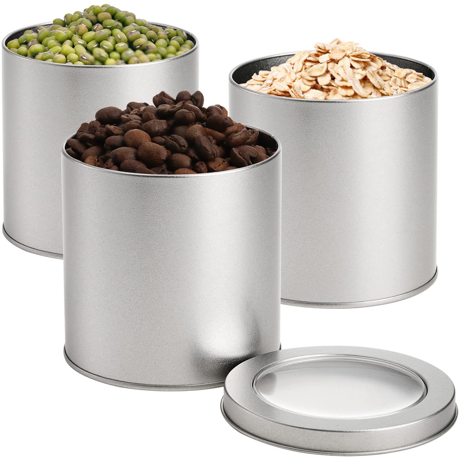 Tosnail brushed silver tin container with easy-access slip-on lid