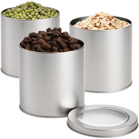 Tosnail brushed silver tin container with easy-access slip-on lid