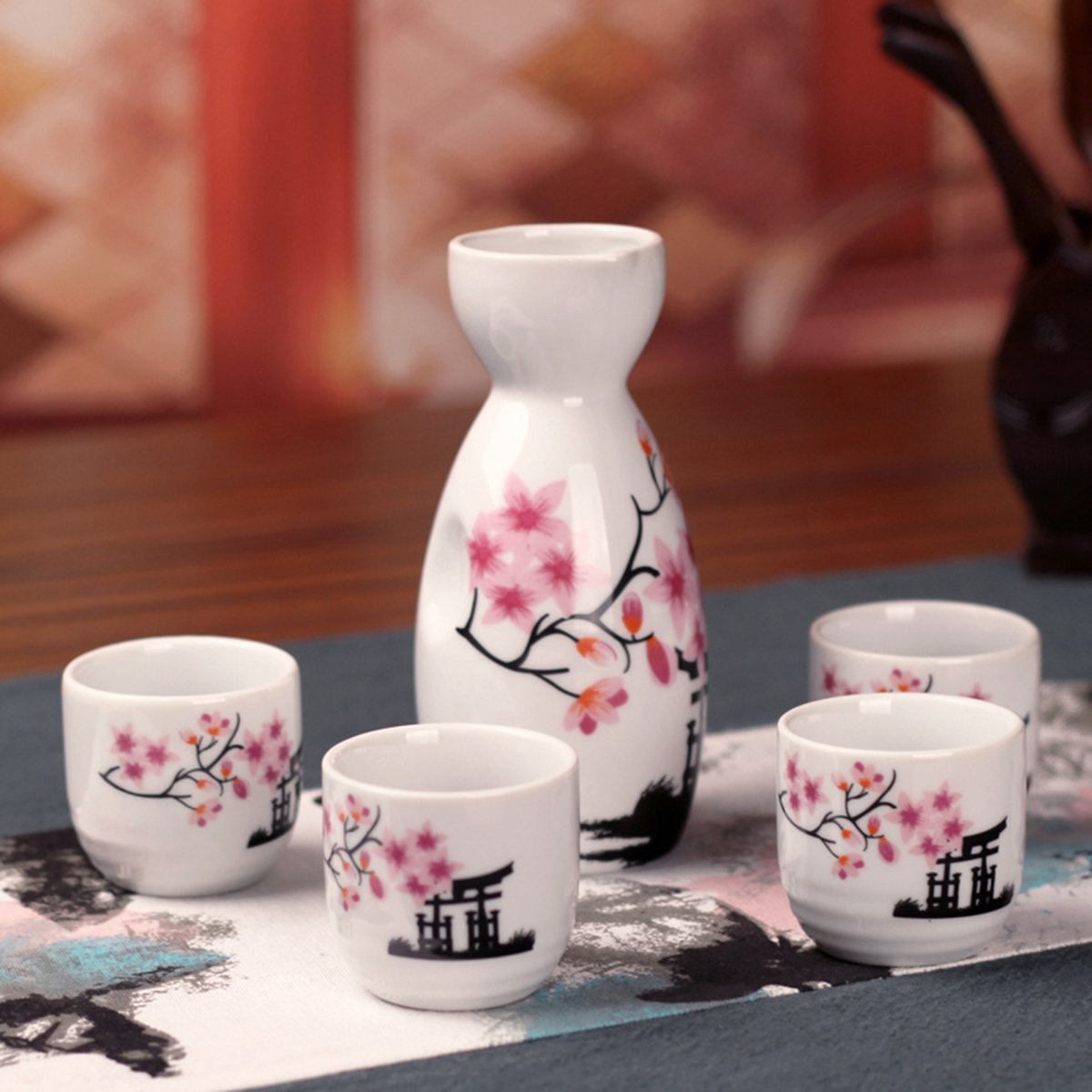 Tosnail sake set marked as microwave and dishwasher safe for easy care