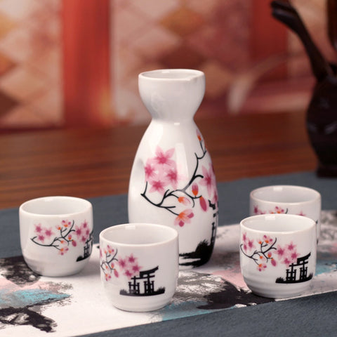Tosnail sake set marked as microwave and dishwasher safe for easy care