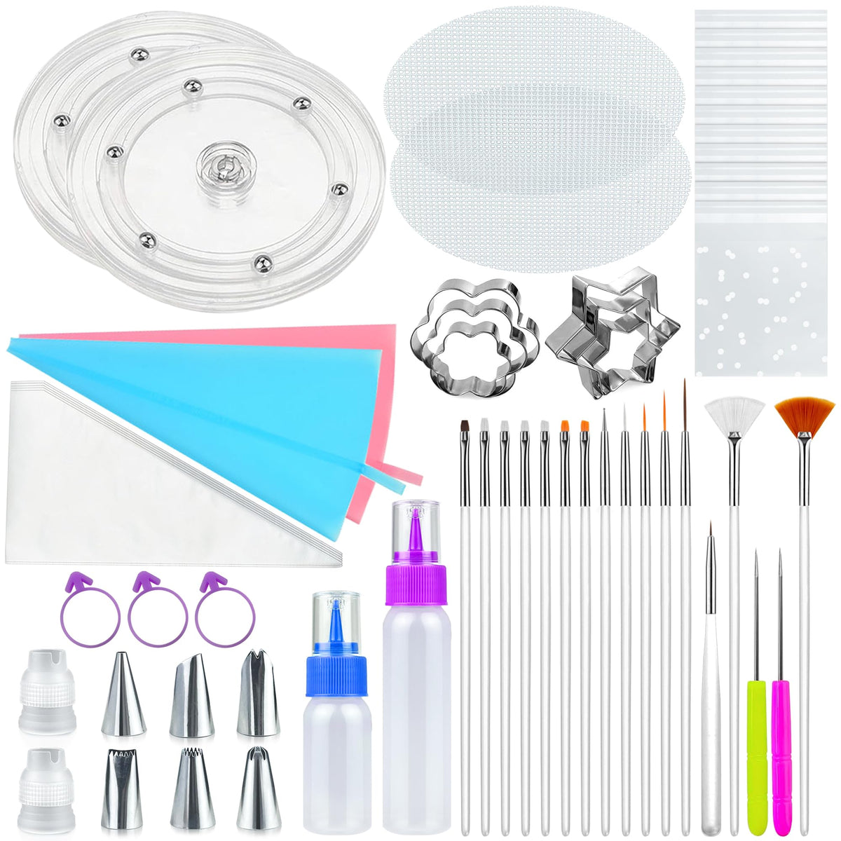 TOSPARTY acrylic cookie turntable for smooth 360-degree rotation during decorating.