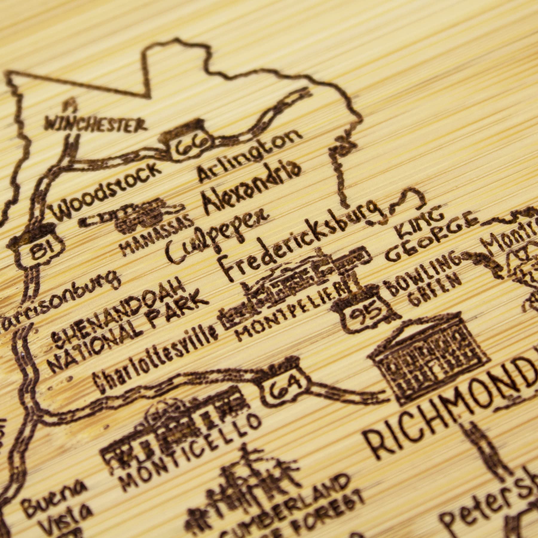 Totally Bamboo Alexandria heritage board features historic sites for entertaining guests