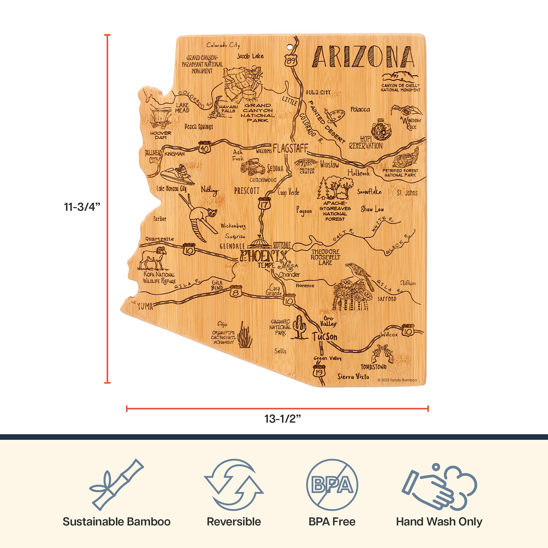 Totally Bamboo Arizona kitchen cutting board, knife-friendly for daily prep.
